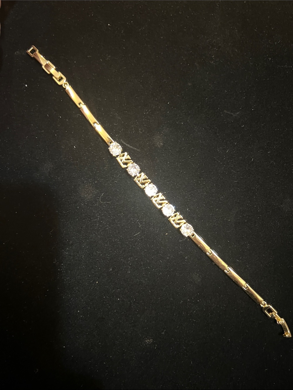 Adjustable Gold Filled LV Tennis Bracelet with AAA CZ’s